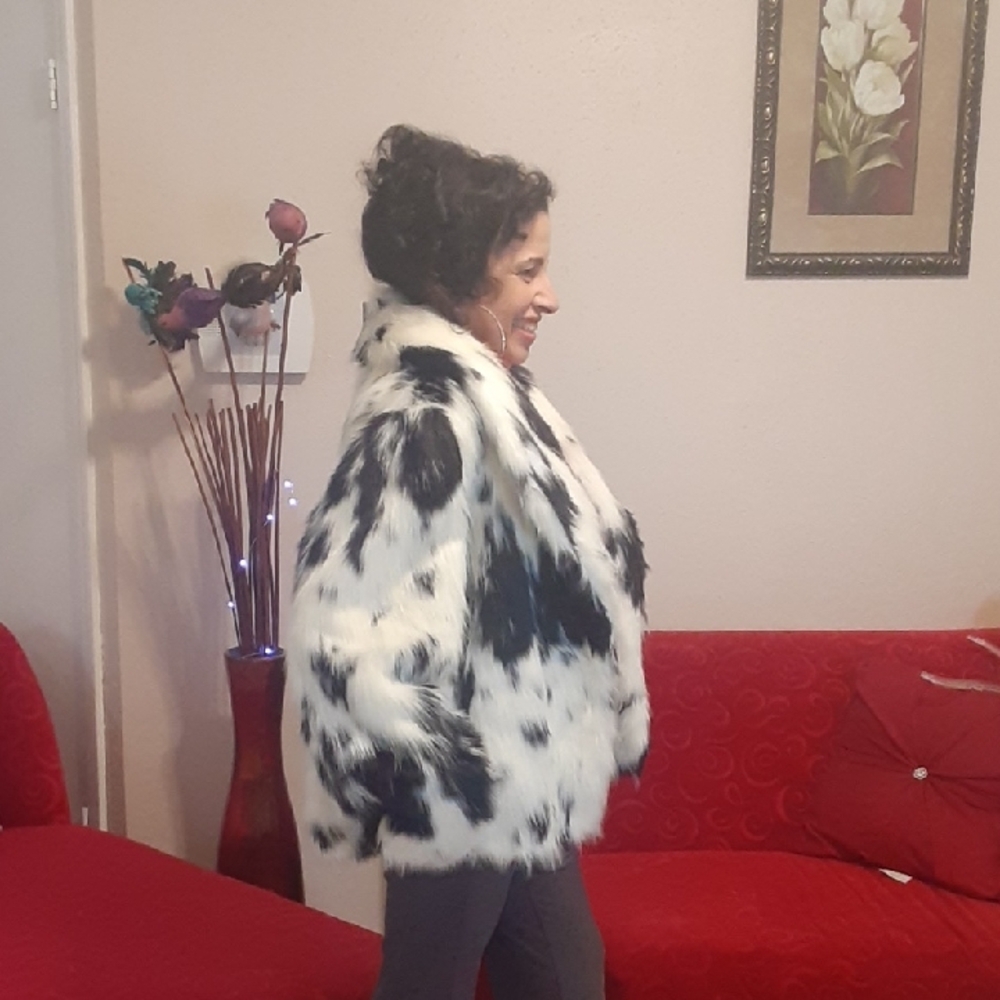 FRIENDS Black and White Faux Fur Coat - Picture 4 of 6